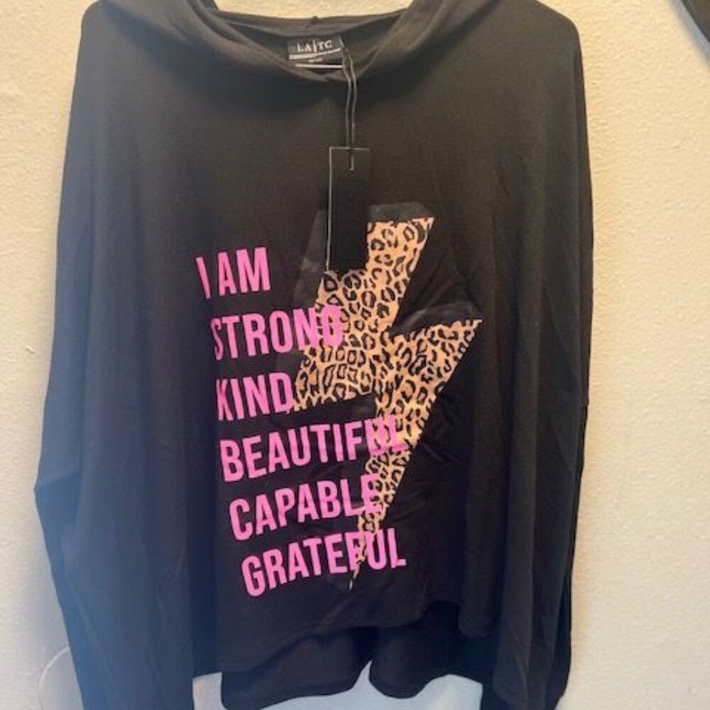 LATC‎ Womens Inspirational Hoodie With Leopard Print & Positive Text ones size